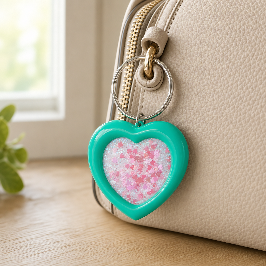 240 Pieces Green Heart Keychains, Metal Ring and Decorative Pendant, 1 Piece