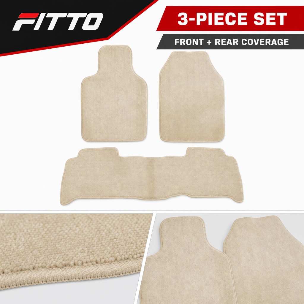 48 Pieces Thick Carpet Universal SUV Floor Mat Set, Beige, 3-Piece