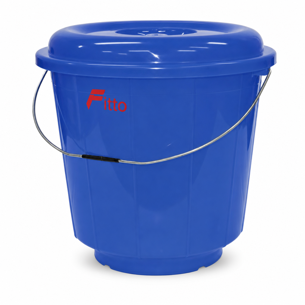 96 Pieces Plastic Bucket with Lid and Carry Handle, 9 Litre, Blue