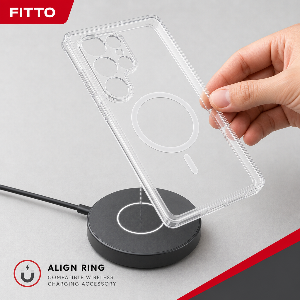 96 Pieces Crystal Clear Magnetic Phone Cases with Ring for Wireless Charging and Raised Camera Protection for S26 Ultra