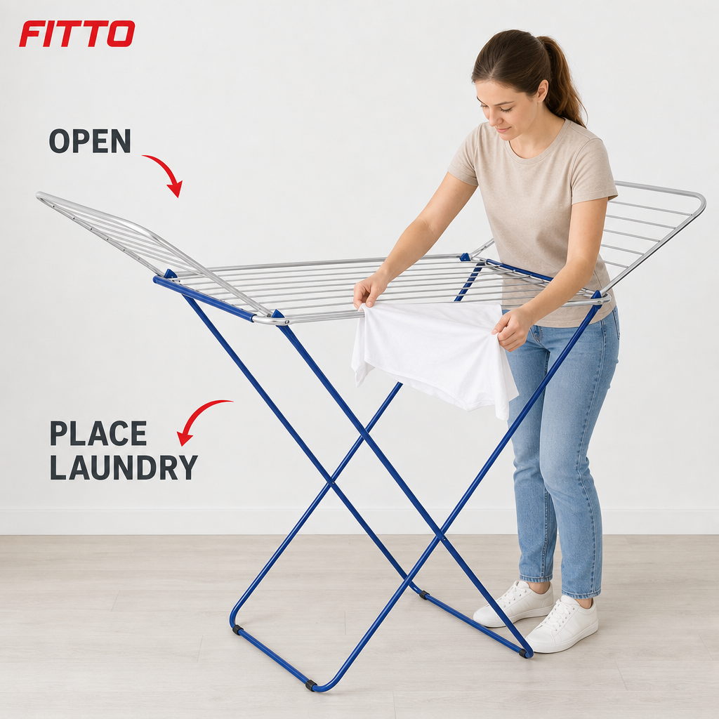 60 Pieces Foldable Clothes Drying Rack, 18 m Drying Space, Freestanding Laundry Airer for Home Use
