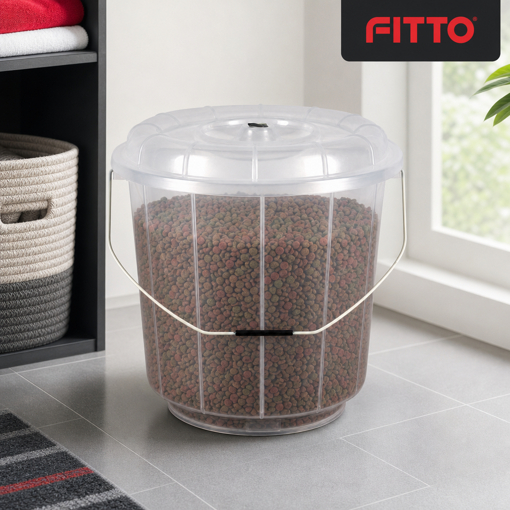 96 Pieces Transparent Plastic Bucket with Lid and Carry Handle, 17 Litre