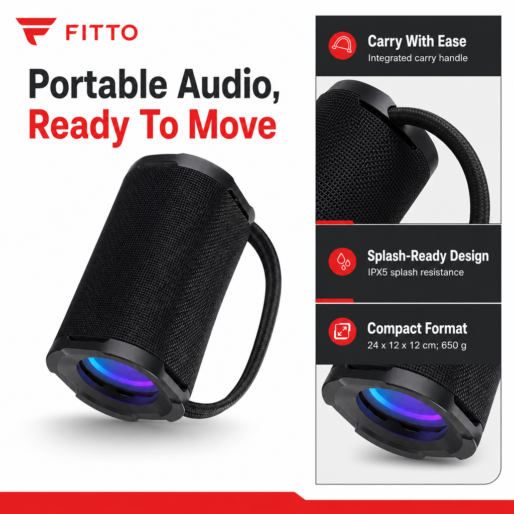 48 Pieces Portable Outdoor Party Speaker with IPX5 Splash Resistance, Carry Handle and Compact 24 x 12 x 12 cm Design
