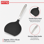 96 Pieces Nylon Flexible Spatula with Stainless Steel Handle, Black, 37.5 x 16 cm, 1 Piece