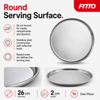 96 Pieces Stainless Steel Serving Trays, Round 26 cm, Reflective Finish