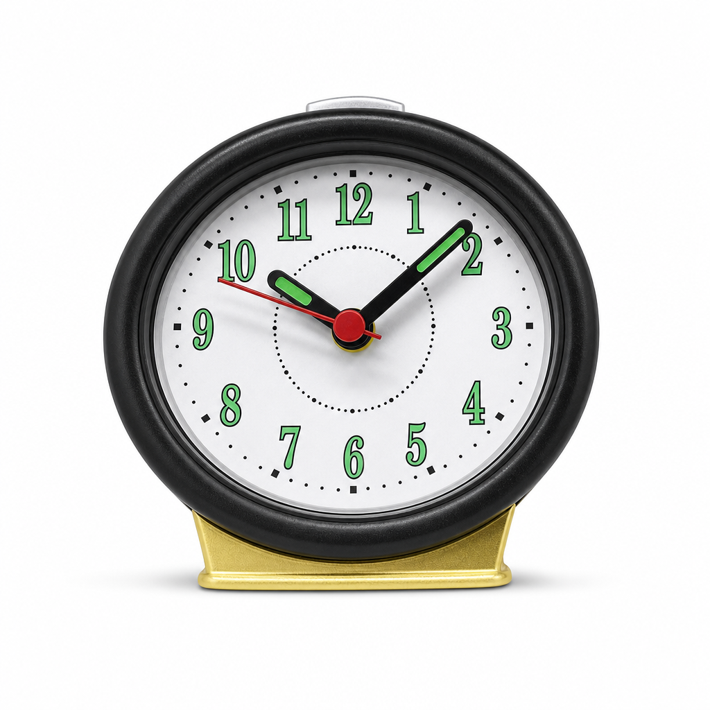 96 Pieces Round Quartz Alarm Clocks, Black Tabletop Design with Large White Numbers, 17 x 17 x 8 cm