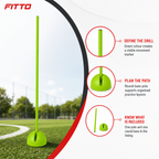 96 Pieces Plastic Training Poles With Round Base, Green, 23 x 23 x 6 cm