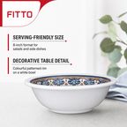 96 Pieces Melamine Salad Bowl, 8 Inch, Decorative Patterned Rim, White