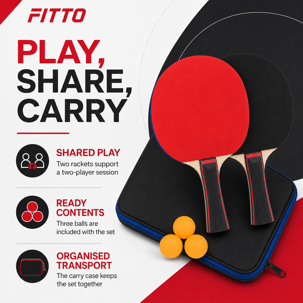 96 Pieces Table Tennis Racket Set with 2 Rackets, 3 Balls and Carry Case