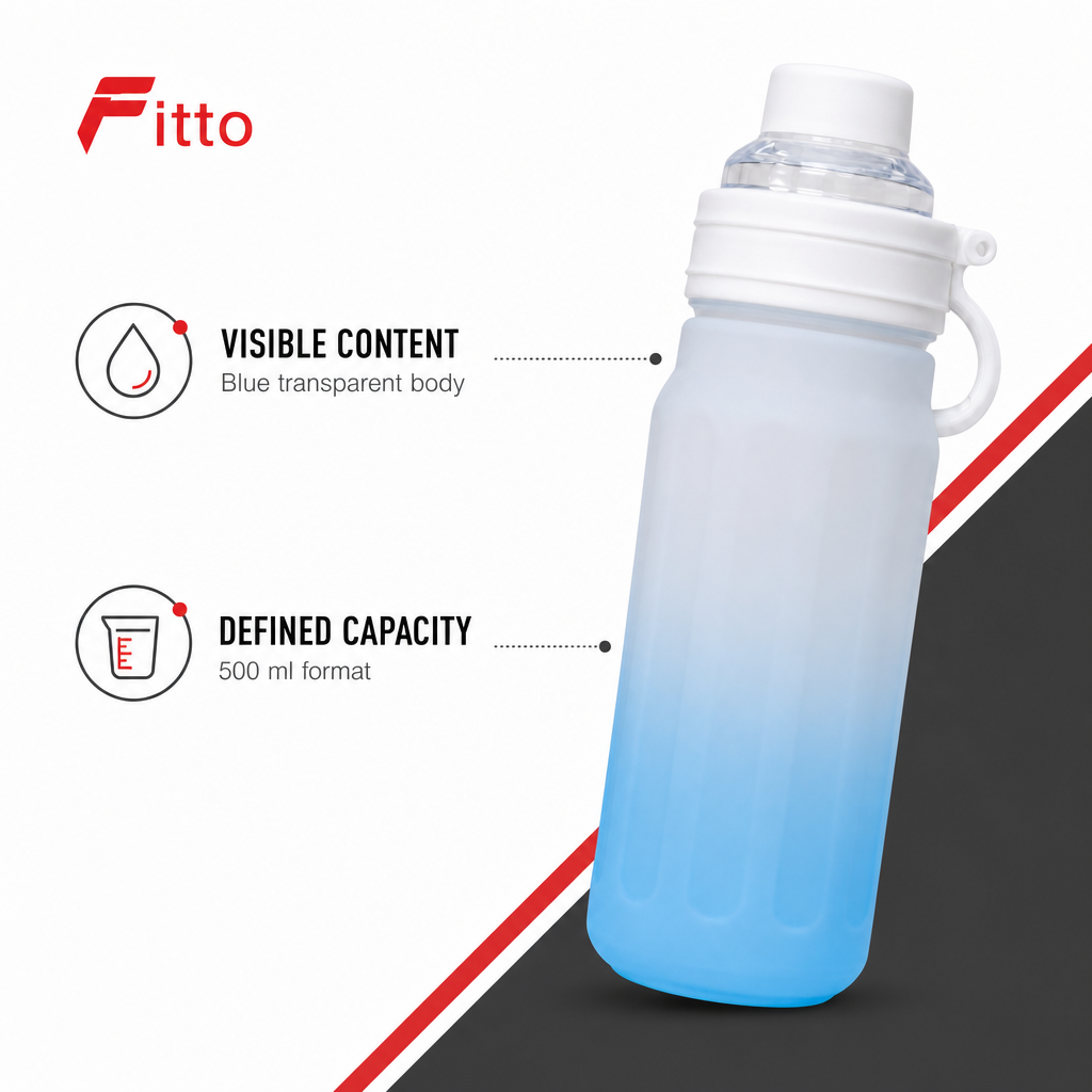 96 Pieces Blue Transparent Sports Water Bottles with Carry Cap, 500 ml, 1 Piece