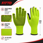 72 Pieces Knitted Grip Work Gloveses, 24 cm, Neon Green and Black, 1 Pair