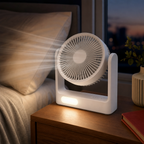 48 Pieces White 4-in-1 Rechargeable 6 in Portable Fans with 2 LED Lamps, 1 Piece