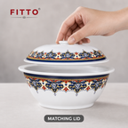 96 Pieces Melamine Serving Bowl with Lid, Decorative Pattern, 9 Inch Covered Tablewares
