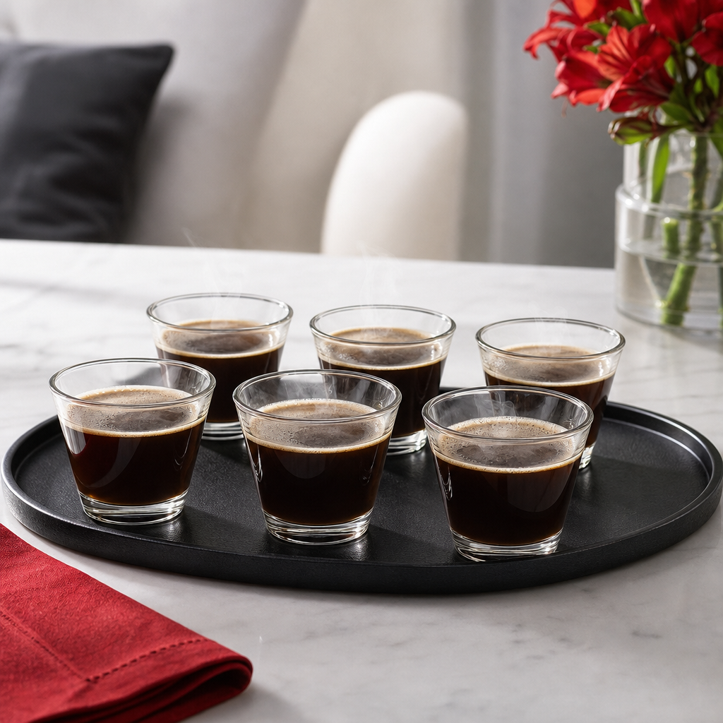 96 Pieces Clear Glass Cawa Cups, Smooth Rounded Design, 6-Piece Set