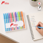 120 Pieces Ball Pens 1.0 mm, 12 Ink Colours, Assorted Colour Writing Pens, 12-Pack