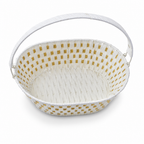 60 Pieces Oval Woven Serving Baskets with Handles, White, 38 x 28 x 12 cm