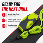 96 Pieces Pealess Sports Whistles with Lanyard, Lime Green and Black