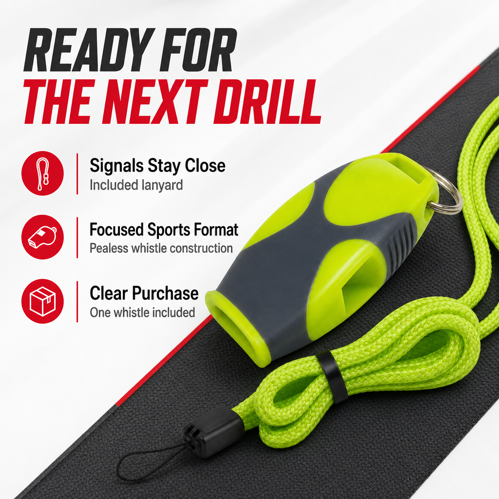 96 Pieces Pealess Sports Whistles with Lanyard, Lime Green and Black