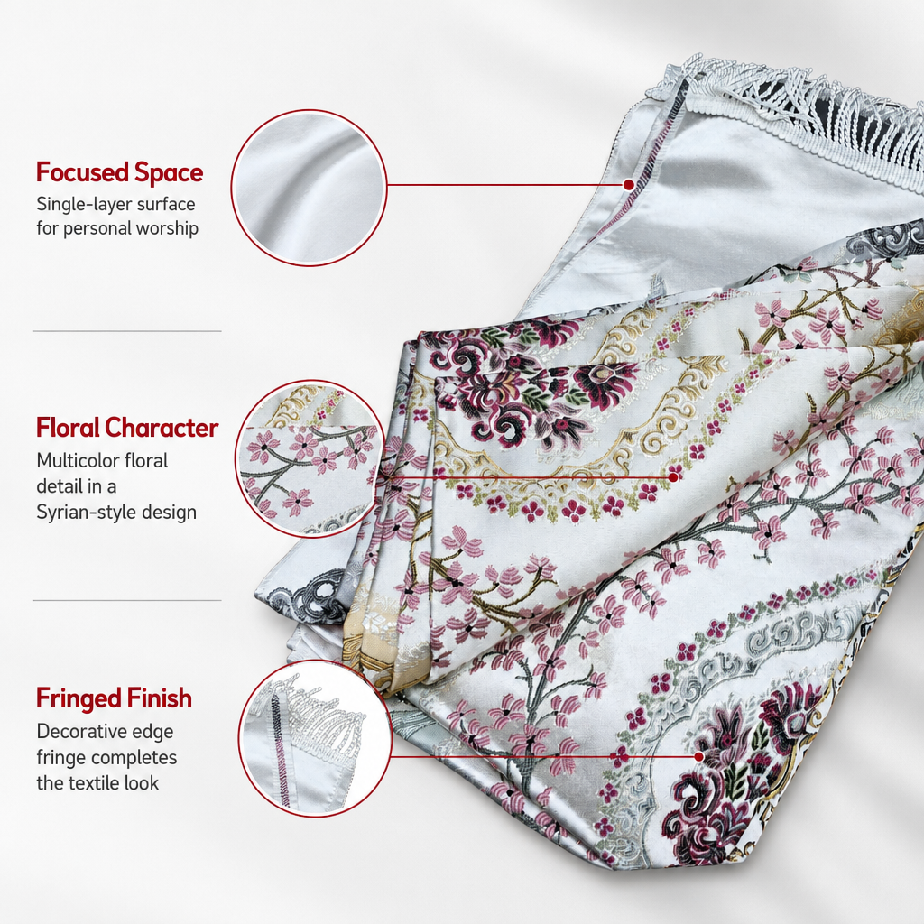 96 Pieces Floral Prayer Mats, Single-Layer Syrian-Style Textile Mat with Fringe, 30 x 22 x 4 cm