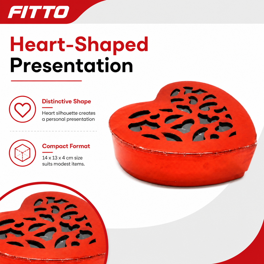 144 Pieces Heart-Shaped Box, Red, 14 x 13 x 4 cm, 1 Piece