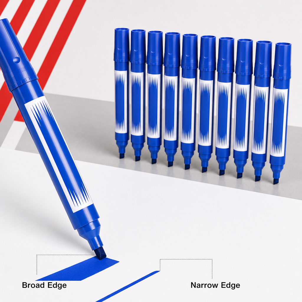 96 Pieces Chisel Tip Permanent Markers, 10 Pieces, Blue Marker Set for Paper, Metal, Glass and Plastic