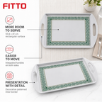72 Pieces Rectangular Serving Trays with Double Handles, 22 Inch, Gray Decorative Border
