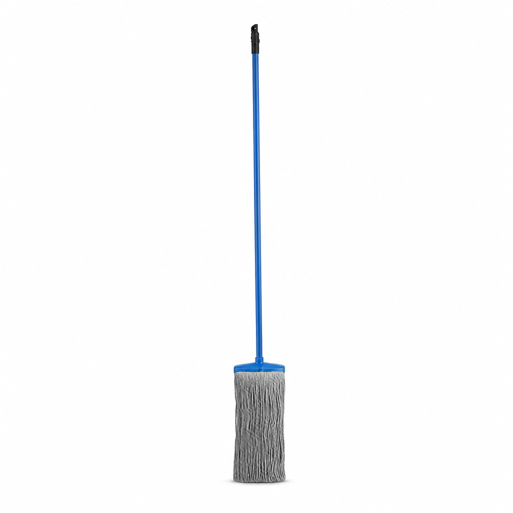 96 Pieces Cotton Mop with Painted Iron Handle, 120 cm, Blue