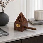 96 Pieces Wooden Incense Burner House with Handle, 3 Inch, Brown