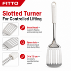 96 Pieces Slotted Turner Spatula with Stainless Steel Head and Plastic Handle, 34 x 7.5 cm, 1 Piece