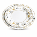 120 Pieces Opal Dessert Plate, 7.5 Inch Round Floral Tablewares for Dessert Serving, White with Gold and Black Detail, Single Piece
