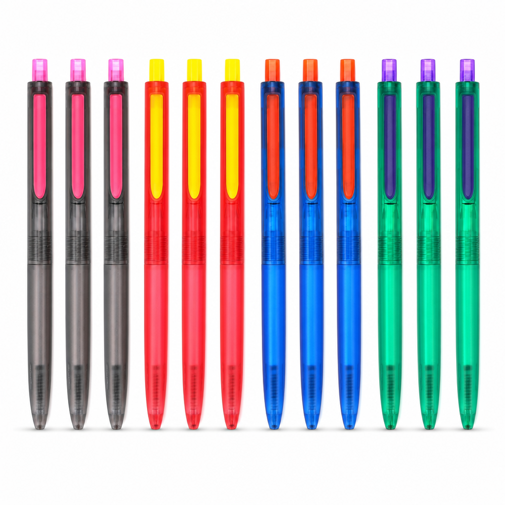 72 Pieces Gel Pens 0.7mm Fine Point, 12 Pieces, Assorted Barrel Colours for Writing, Notes and Stationery