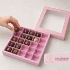 120 Pieces Pink Square Chocolate Box with 25 Compartments, 23.5 x 23.5 x 4 cm, 1 Piece