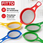 96 Pieces Kitchen Strainers Set, Fine Mesh with Plastic Handles, 5 Pieces, Multicolor