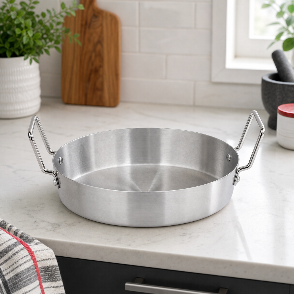 60 Pieces Aluminum Kadai Cooking Pan with Dual Handles, Round Silver Cookwares for Kitchen Preparation
