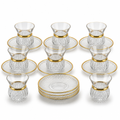 60 Pieces Ribbed Glass Tea Cup and Saucer Set with Gold Rim, 12-Piece Clear Drinkwares Collection