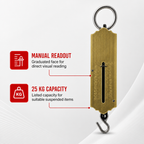 120 Pieces Mechanical Spring Hanging Scale, 25 kg Capacity, 15 cm Brass Body, Manual Weighing Tool, 1 Piece