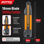 96 Pieces Utility Cutter with Titanium Blade, 18mm, Grey and Orange