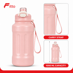 72 Pieces Sports Water Bottles with Carry Strap, 1000 ml, Pink