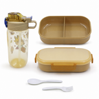 96 Pieces Assorted Colour Rectangular Plastic Lunch Box Set with 600 ml Bottle, Spoon and Fork