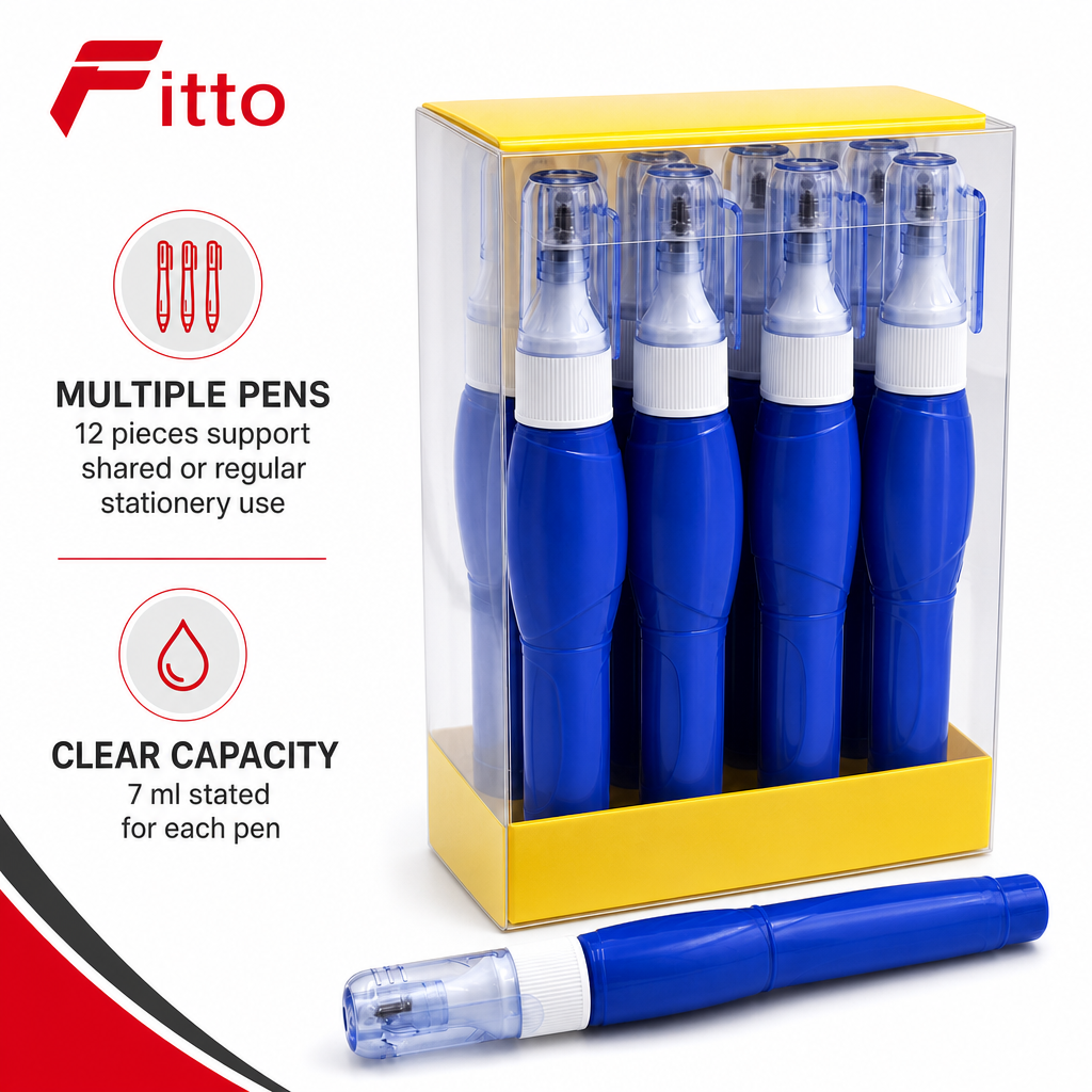 96 Pieces Correction Pens, Blue and White, 7 ml, Pack of 12 for Writing Corrections
