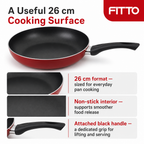 72 Pieces Aluminum Non-Stick Frying Pan, Red, 26 cm, with Black Handle