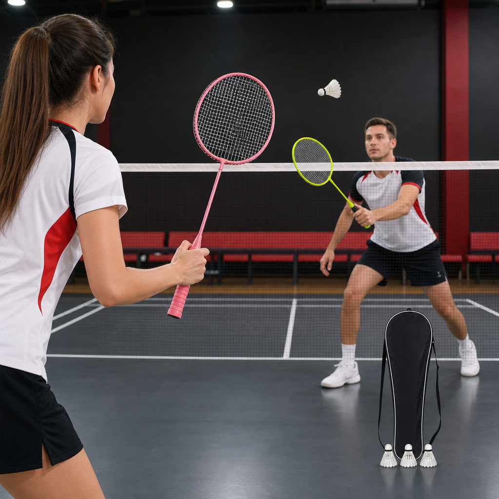 96 Pieces Badminton Racket Set with 2 Rackets, 3 Shuttlecocks and Carry Bag