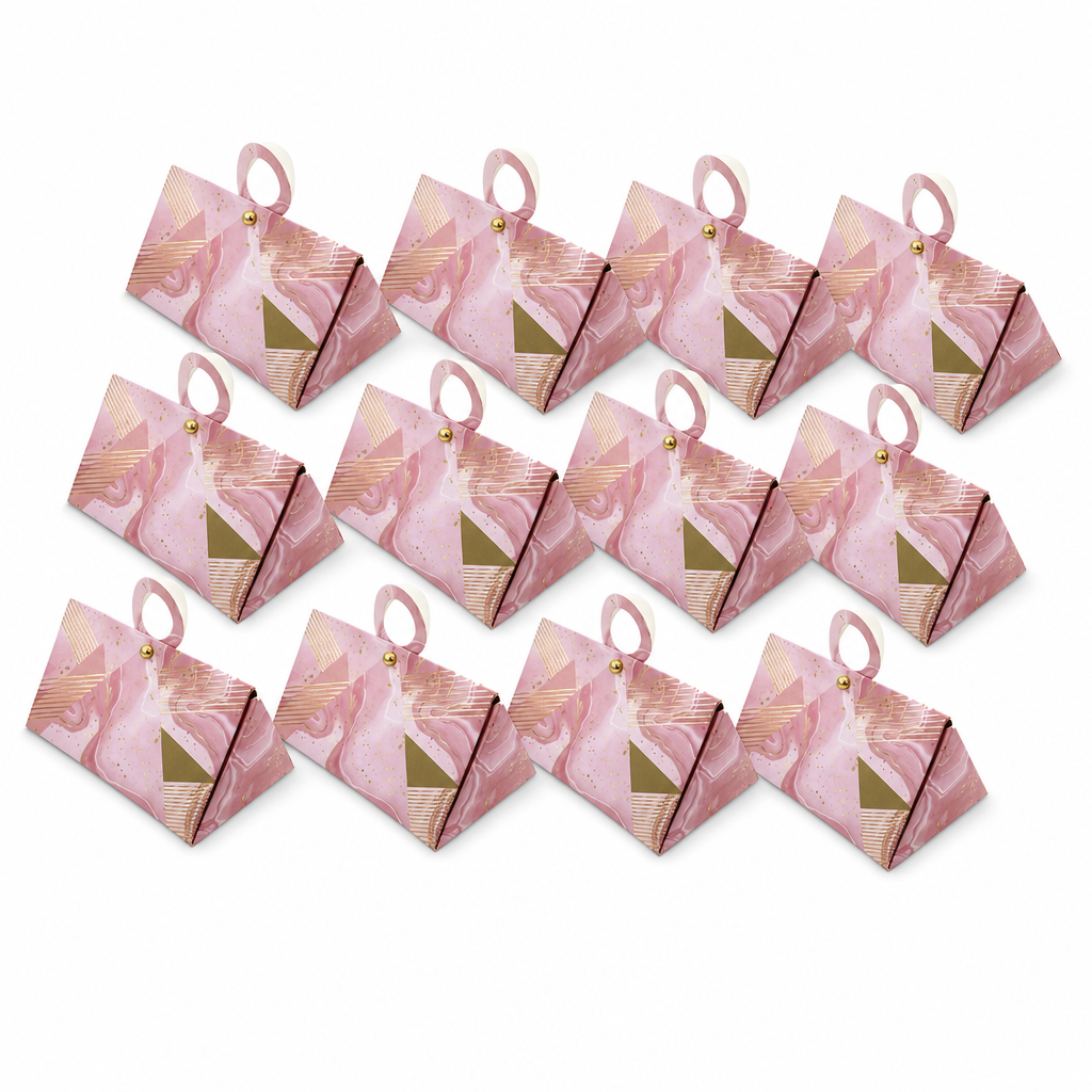 96 Pieces Pink Triangular Prism Candy Favor Boxes, 7.5 x 7.5 x 13 cm, 12 Pieces