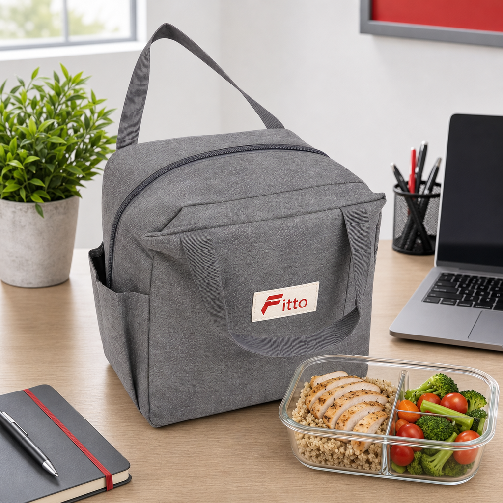 96 Pieces Insulated Lunch Bag with Carry Handle, Grey, 1 Piece