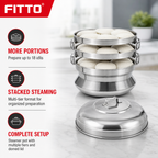 48 Pieces Stainless Steel Multi-Tier Idli Steamer Pot with Domed Lid, 18-Idli Capacity