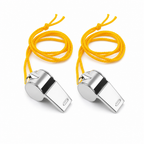 240 Pieces Sports Whistles, Silver Metal with Yellow Lanyards, 2 Pieces