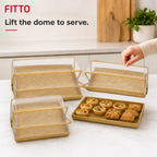 48 Pieces 3-Piece Rectangular Woven Food Cover Tray Set with Mesh Domes, 35/30/25 cm