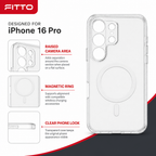96 Pieces Crystal Clear Magnetic Phone Cases with Ring for Wireless Charging and Raised Camera Protection for iPhone 16 Pro