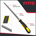 96 Pieces Steel Hand File with Rubber Grip Handle, 35 cm, Black and Yellow