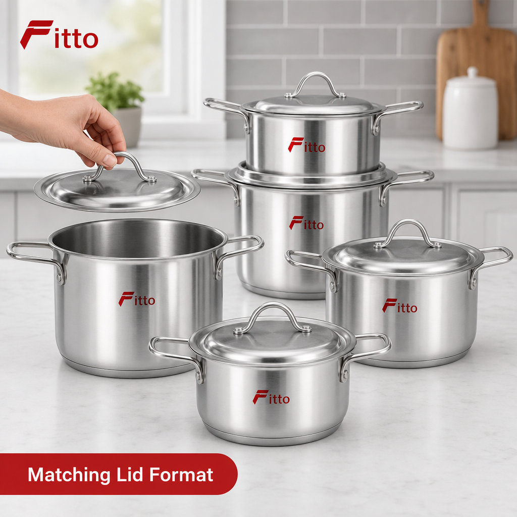 48 Pieces Stainless Steel Casserole Pot Set with Lids, Silver Small Size, 5-Piece Cookwares Set